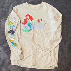 Disney Cream Long Sleeve Tee with Mermaid Graphic